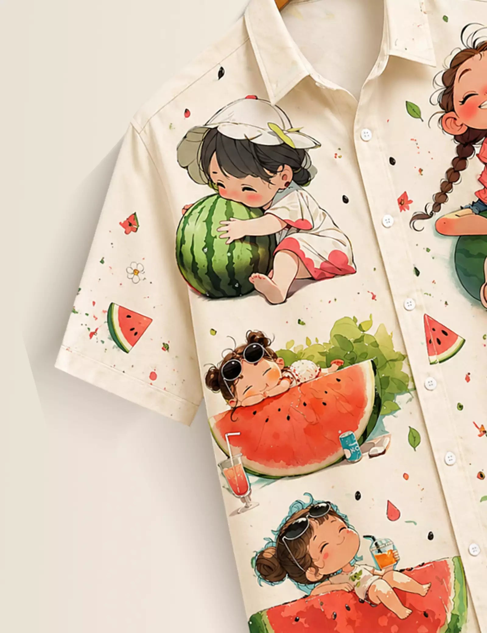 Girl Watermelon Printed Half Sleeves Shirt - XPST