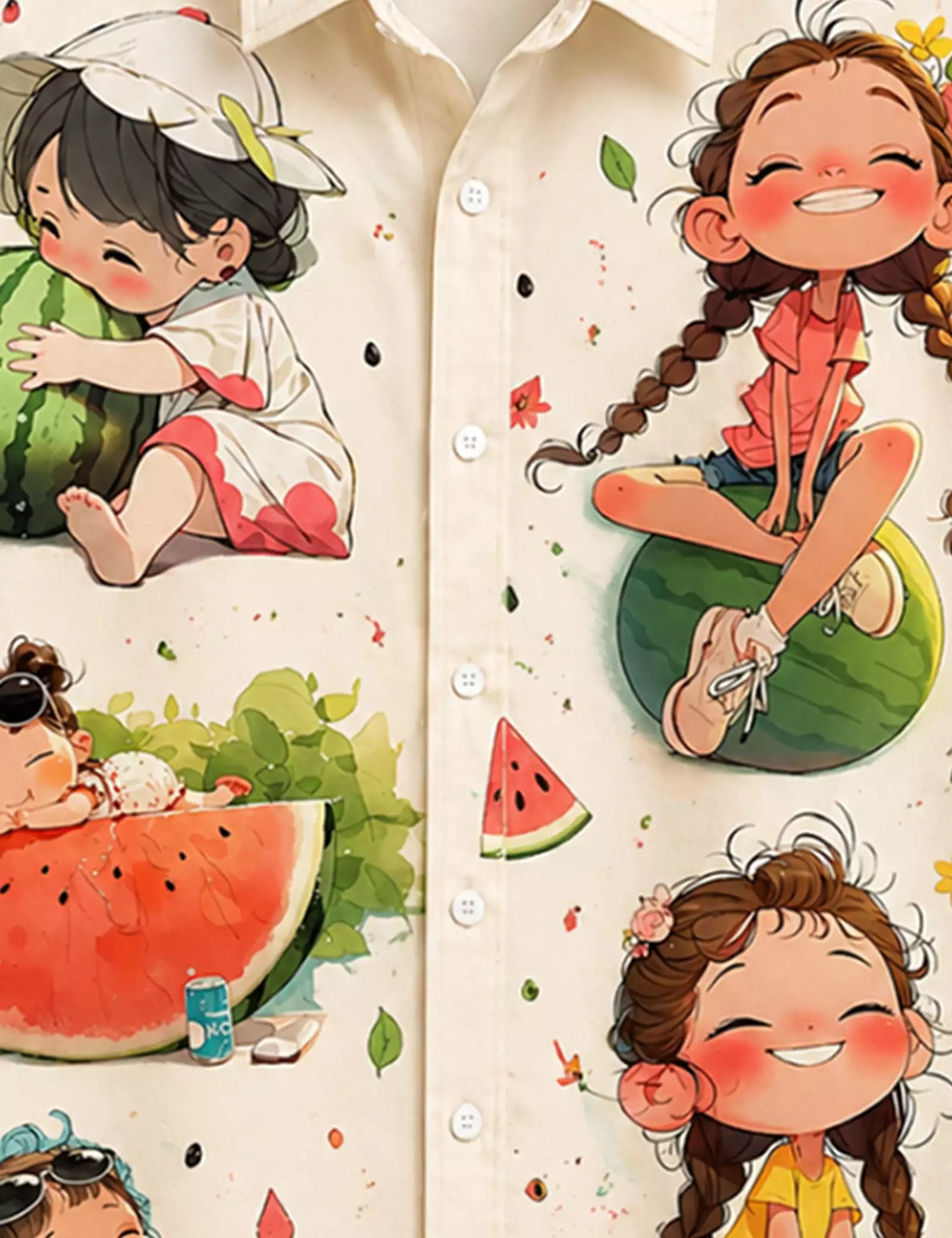 Girl Watermelon Printed Half Sleeves Shirt - XPST