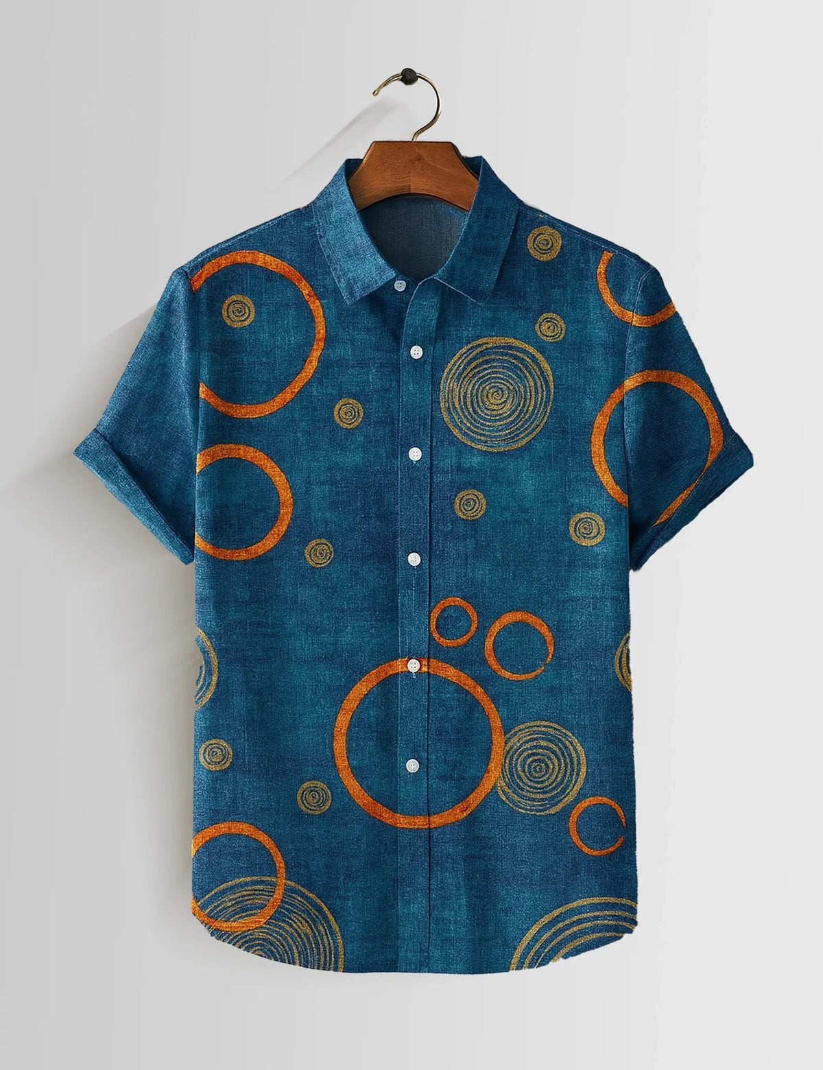Navy Blue Mandala Printed Mens Half Sleeves Shirts Exclusive - XPST