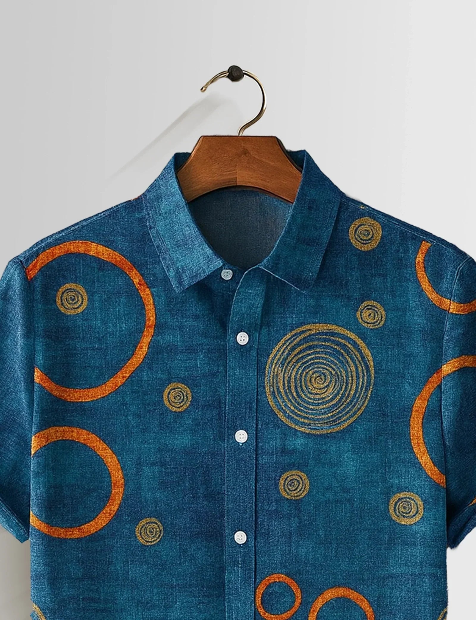 Navy Blue Mandala Printed Mens Half Sleeves Shirts Exclusive - XPST