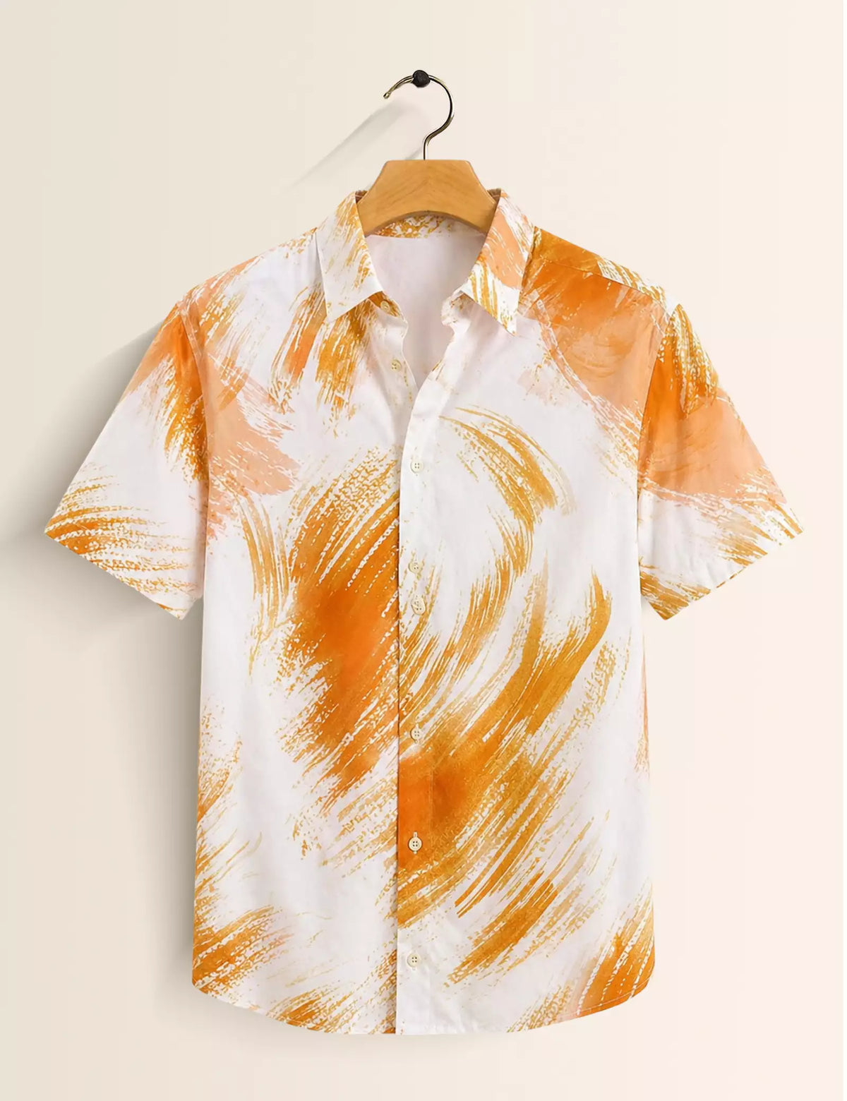 Orange Scratch Printed Half Sleeves Shirt - XPST