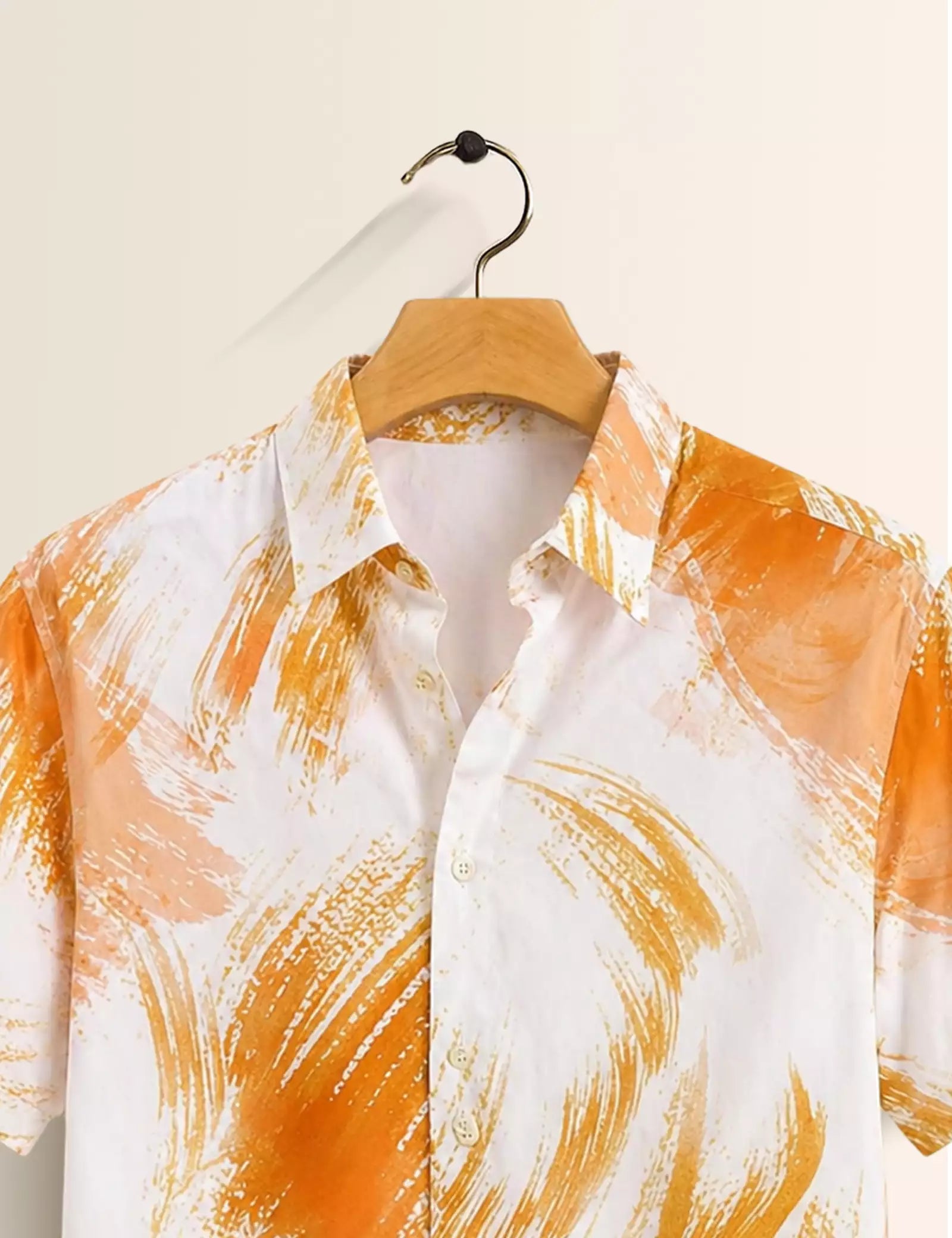 Orange Scratch Printed Half Sleeves Shirt - XPST