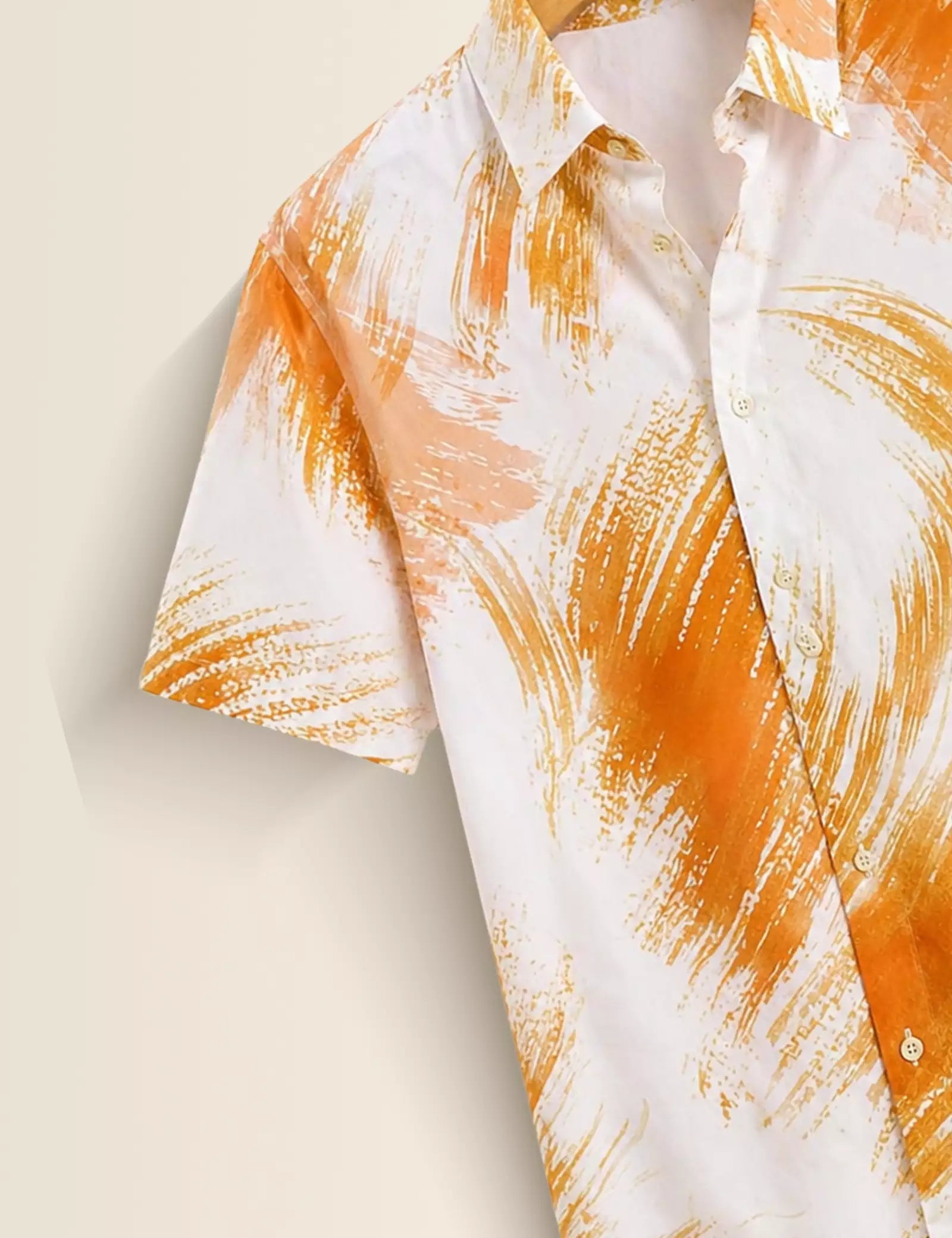 Orange Scratch Printed Half Sleeves Shirt - XPST