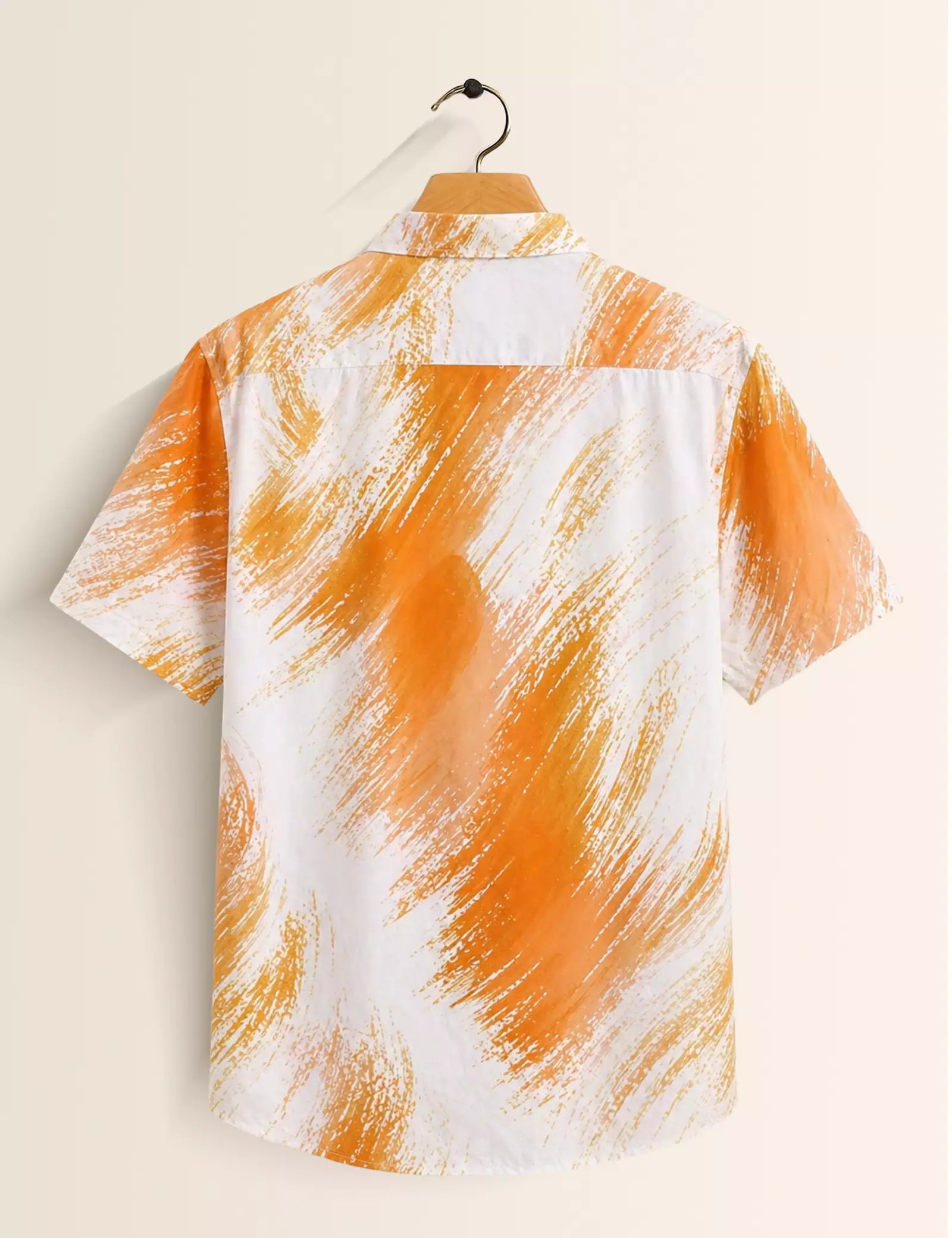 Orange Scratch Printed Half Sleeves Shirt - XPST