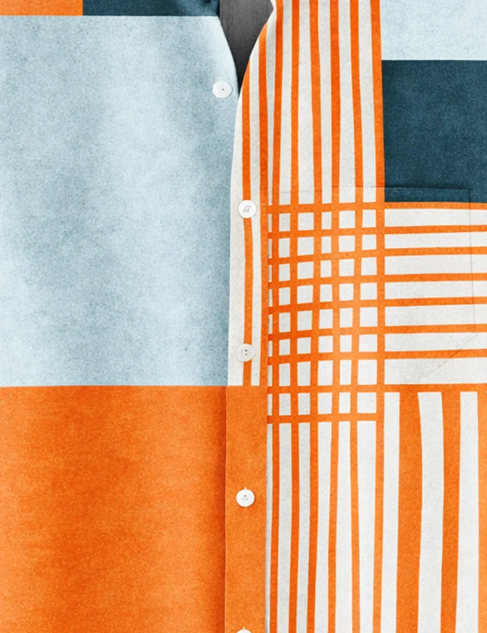 Orange Patchwork Printed Mens Half Sleeves Shirts Exclusive - XPST