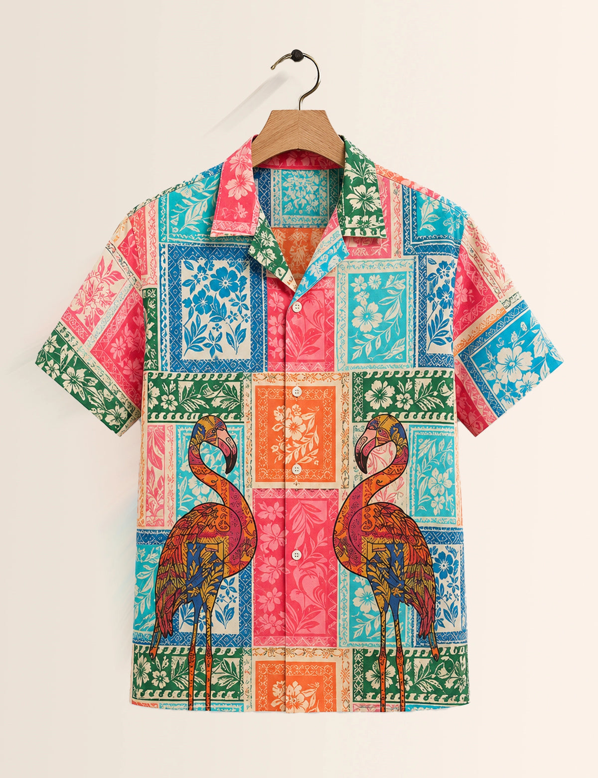 Patch Flamingo Printed Unisex Half Sleeves Shirt