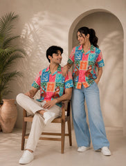 Patch Flamingo Printed Unisex Half Sleeves Shirt