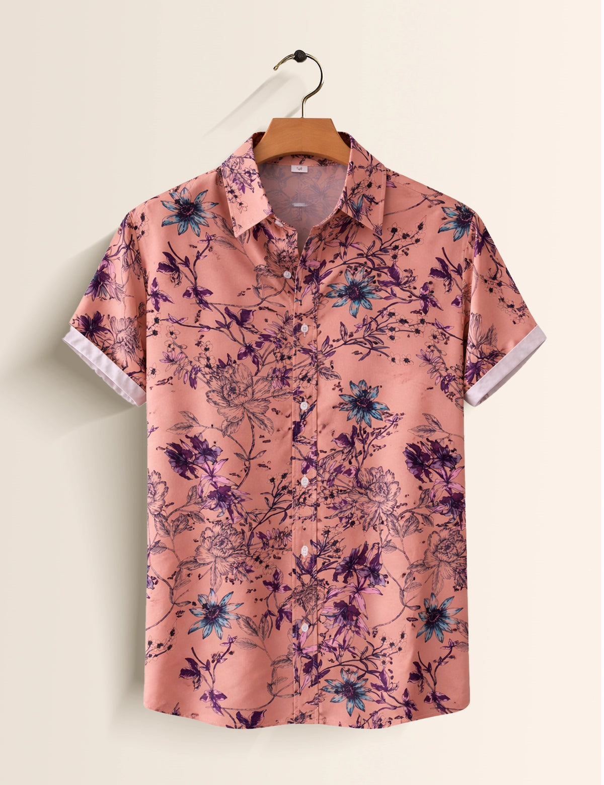 Pink Flory Printed Mens Half Sleeves Shirts Exclusive - XPST