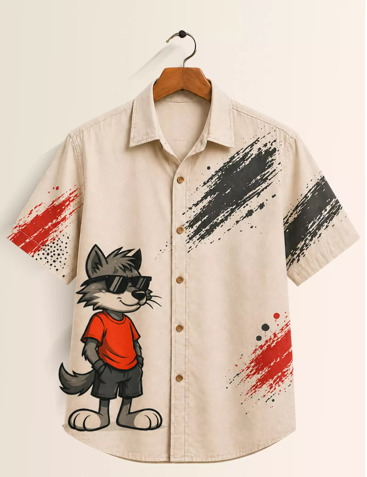 Rabbit Printed Half Sleeves Shirt - XPST