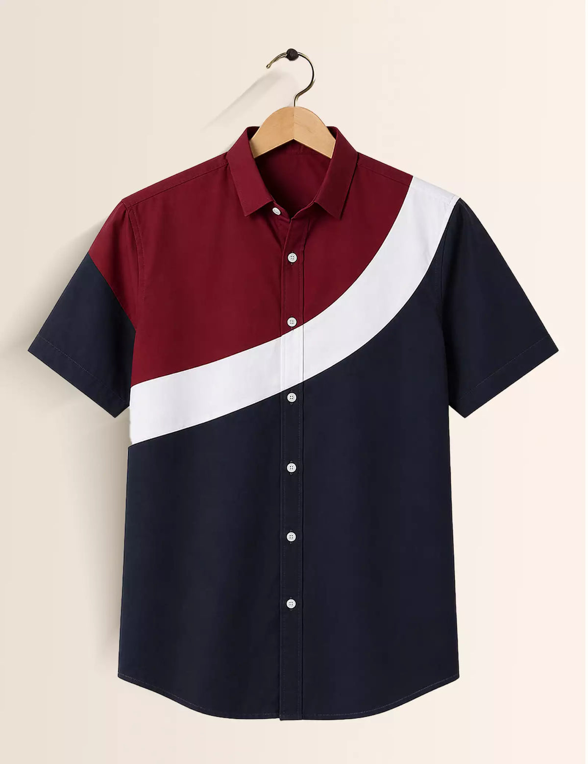 Red Navy Printed Half Sleeves Shirt - XPST