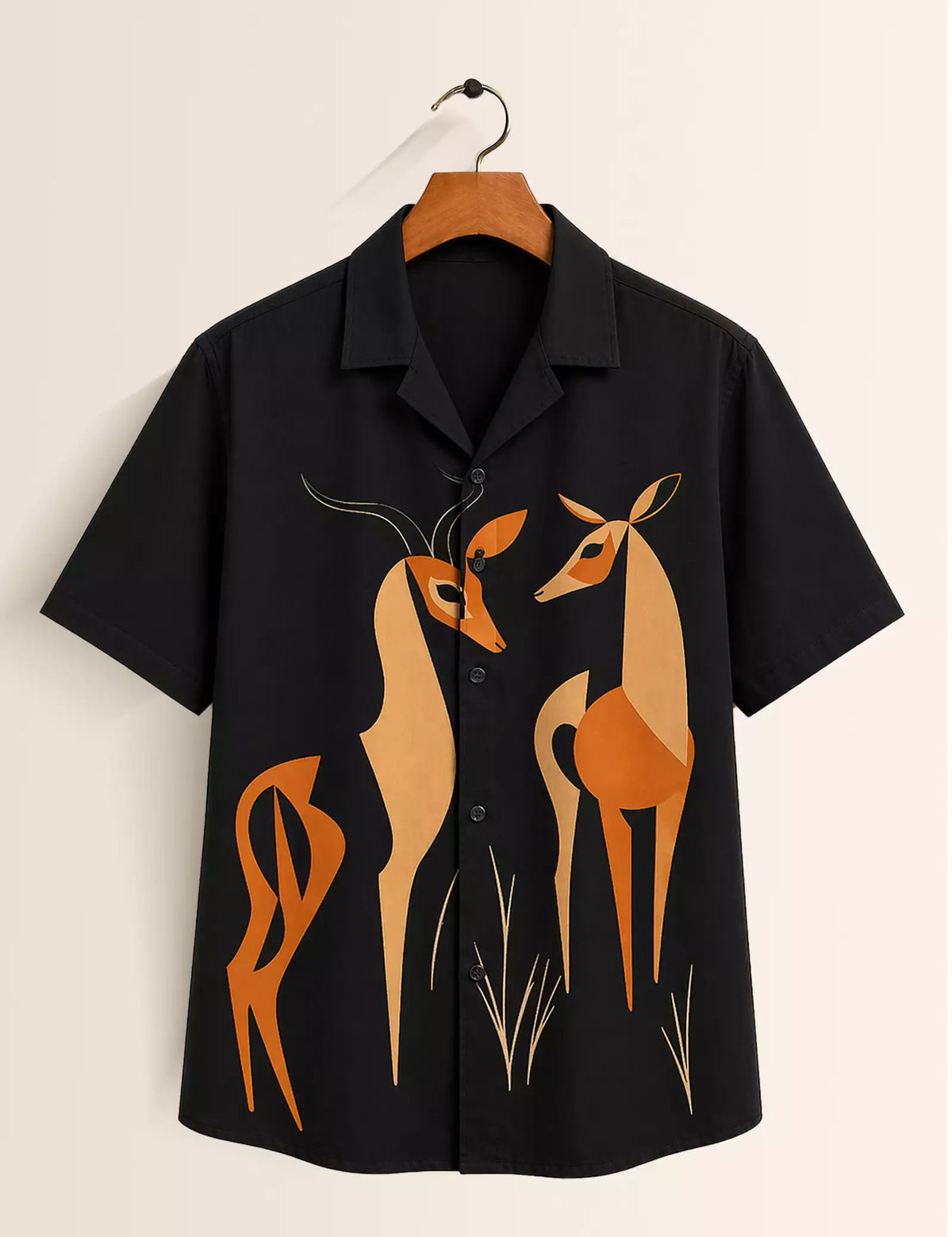 Two Deer Printed Half Sleeves Shirt - XPST