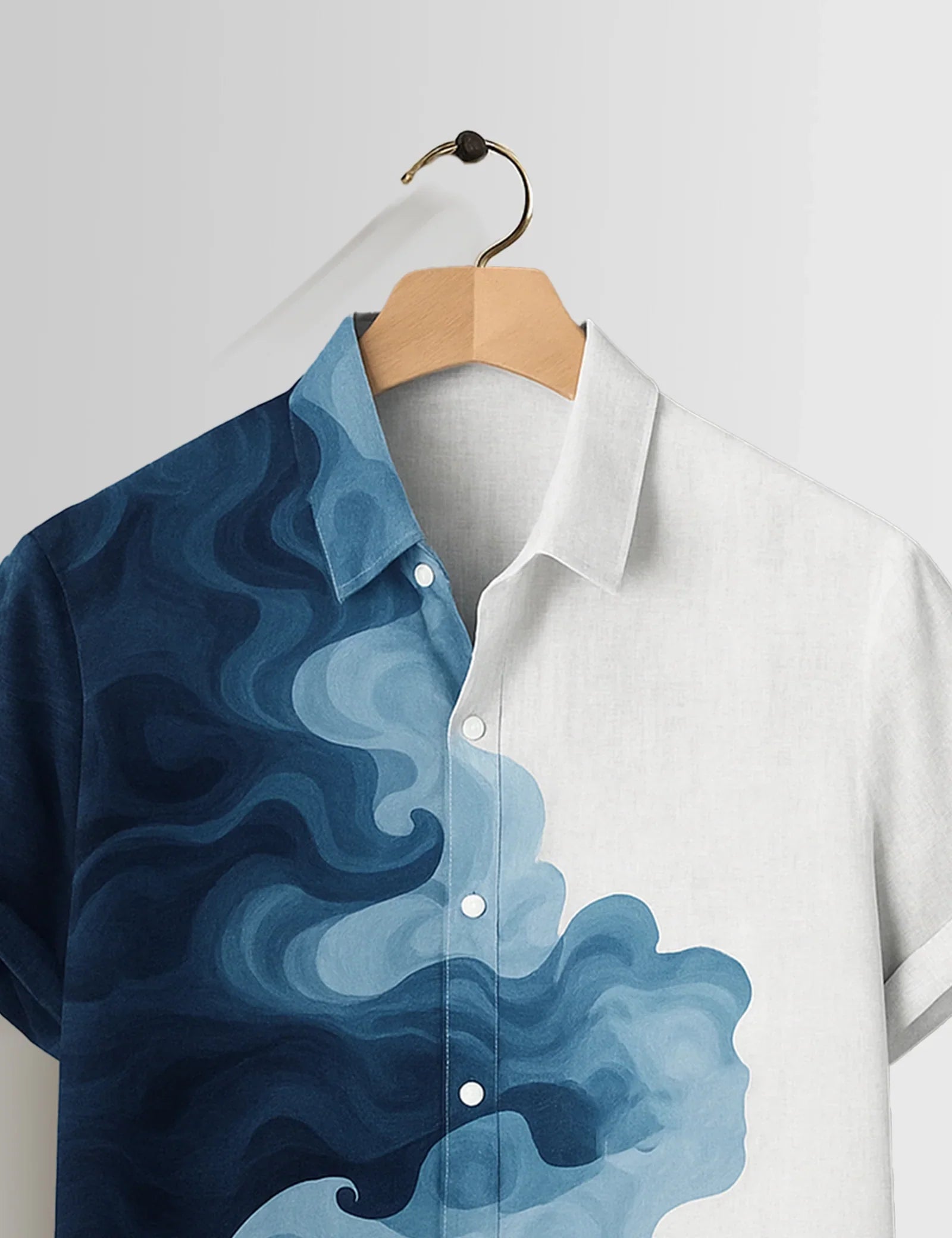 Watery Wave Printed Mens Half Sleeves Shirts Exclusive - XPST