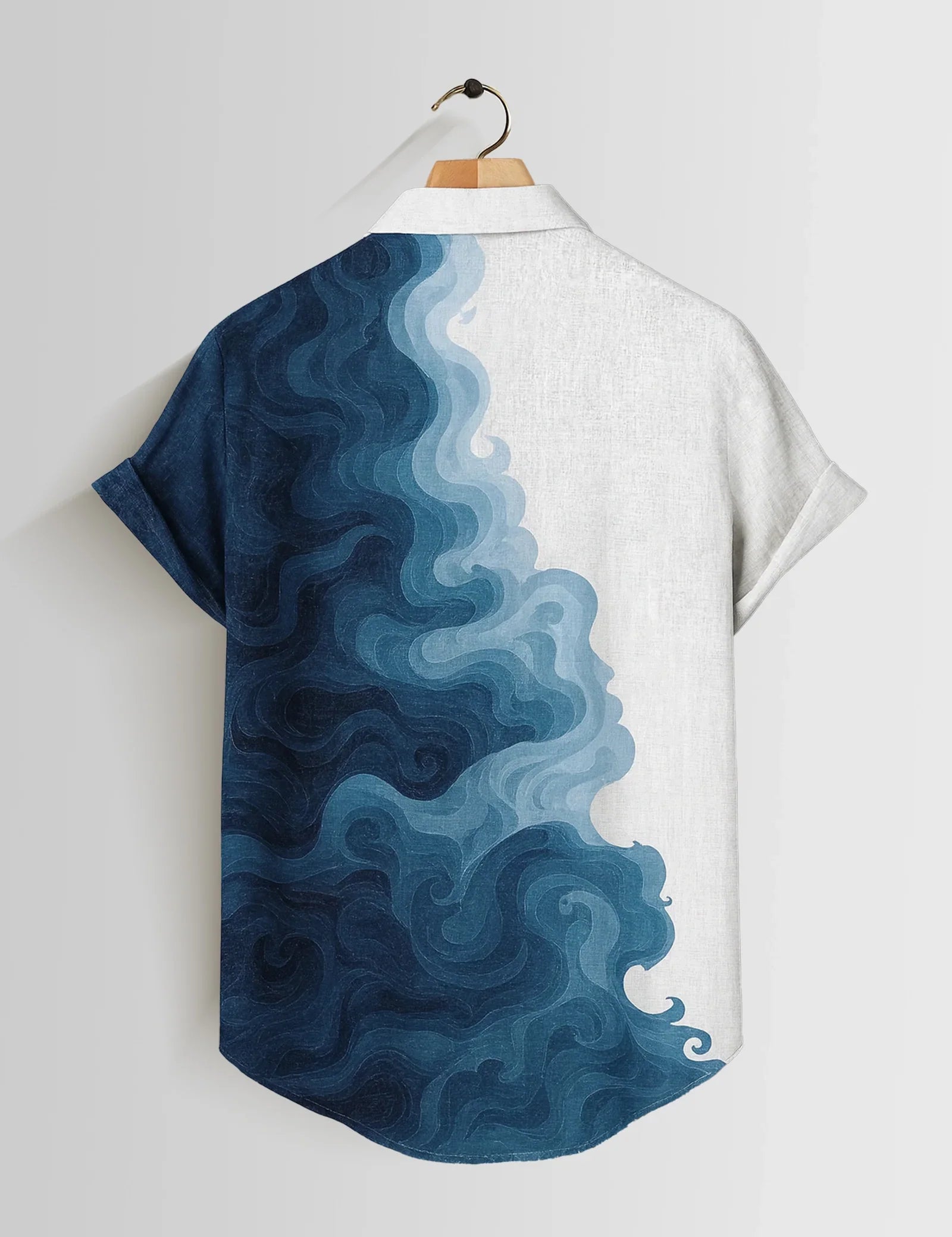 Watery Wave Printed Mens Half Sleeves Shirts Exclusive - XPST