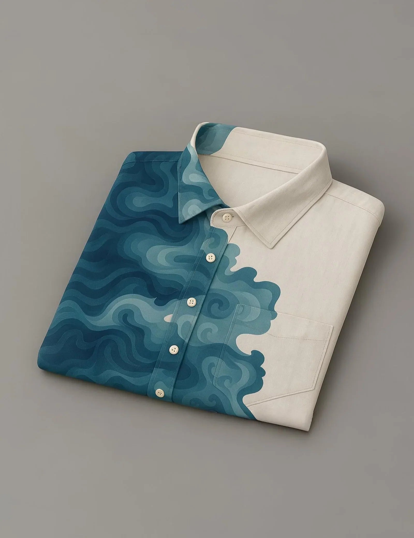 Watery Wave Printed Mens Half Sleeves Shirts Exclusive - XPST