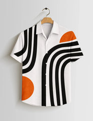 White Line Printed Mens Half Sleeves Shirts Exclusive - XPST