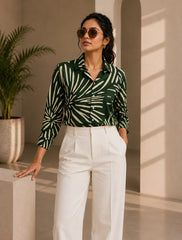 Tropical Green Printed Mens Half Sleeves Shirts Exclusive - XPST