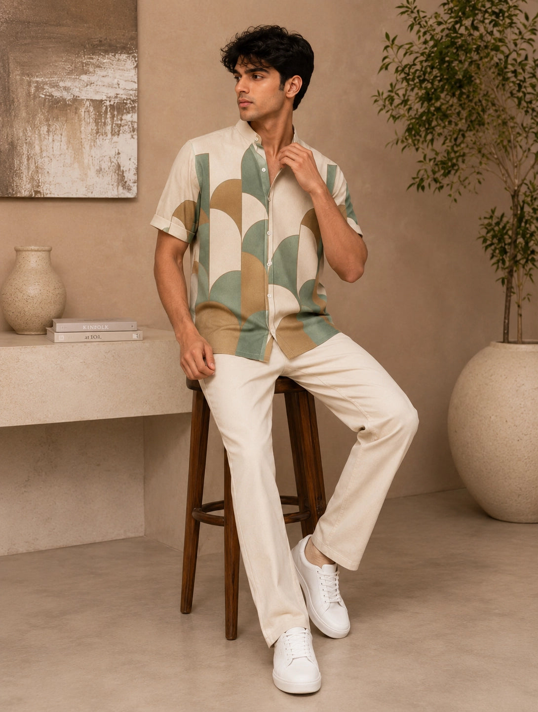 Wall Design Printed Mens Half Sleeves Shirts Exclusive - XPST
