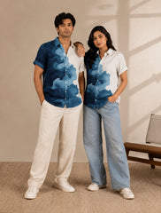 Watery Wave Printed Mens Half Sleeves Shirts Exclusive - XPST
