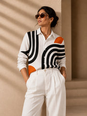 White Line Printed Mens Half Sleeves Shirts Exclusive - XPST