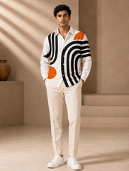 White Line Printed Mens Half Sleeves Shirts Exclusive - XPST